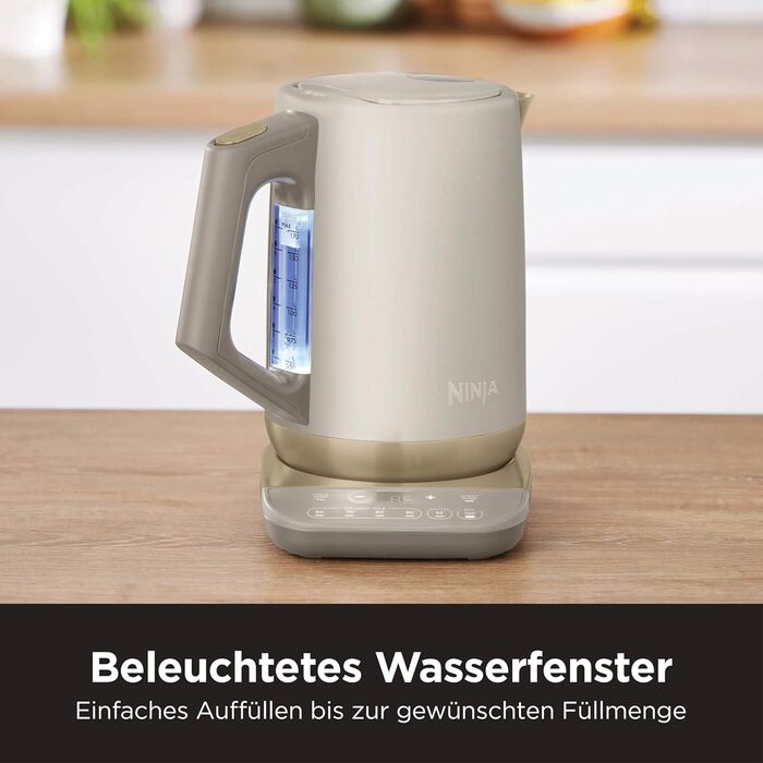 Електричний чайник Ninja Perfect Temperature, 1.7 л, швидке кип'ятіння, 6 температурних режимів, функція підтримання тепла, Stonegold, KT201EUSTGD
