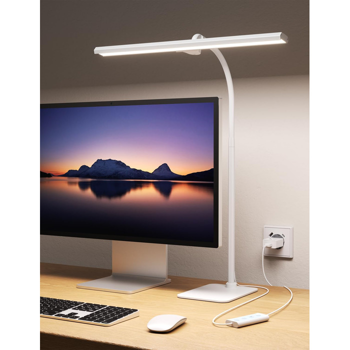 LED настільна лампа Kary з регулюванням яскравості та таймером, 40 см, 12 Вт - для роботи, навчання, читання, догляду за очима, дітей (чорний)