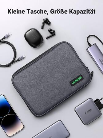 UGREEN Electronic Travel Cable Bag Universal Travel Cable Organizer Electronic Accessories Case 2-Layer Large Electronic Accessories Bag for Cables, Chargers, Power Bank, Tablet (S)