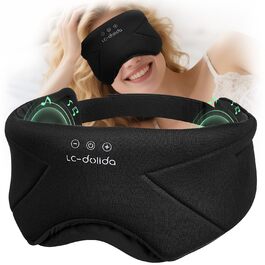 Маска для сну з Bluetooth навушниками Dolida 3D, повна блокада світла, чорна