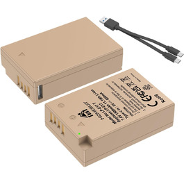 Акумулятор LP-E17 1300mAh та зарядний пристрій Dual USB LED для Canon Rebel SL3, SL2, T8i, T7i, T6i, T6s, EOS R10, R50, R8, RP, M3, M5, M6, 200D, 77D, 750D, 760D, 2x LP-E17 (колір: коричневий)