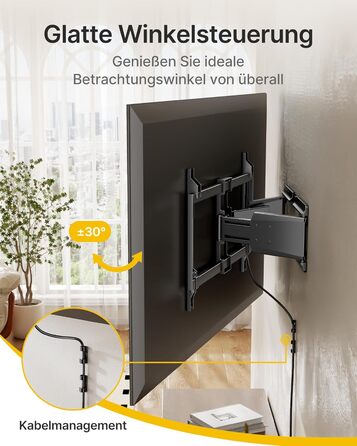 Настінне кріплення для телевізора monTEK Ultra Slim 37-90 дюймів (до 85 кг), поворотне, з похилом, висувне, VESA 600x400