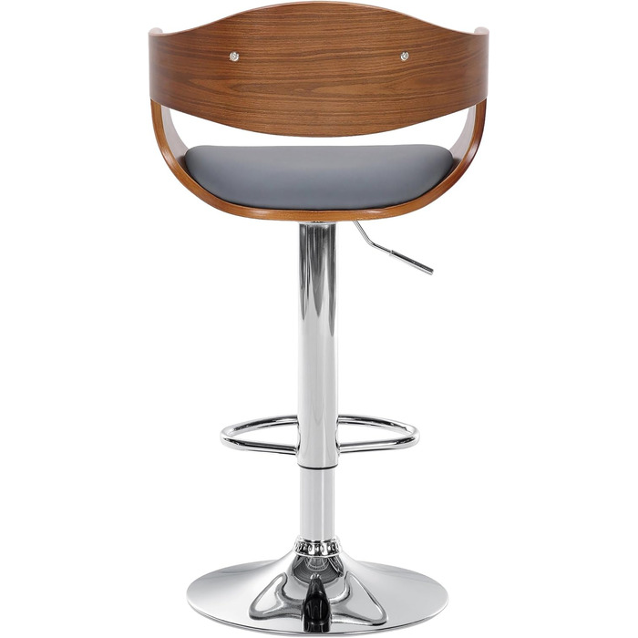 Kingston Adjustable Bar Stool with Faux Leather Seat - Walnut/Gray