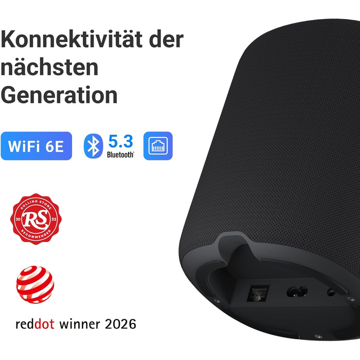 WiiM Sound Smart Speaker: Бездротова колонка Hi-Res 24bit/192kHz, Wi-Fi 6E, Bluetooth 5.3, Чорний