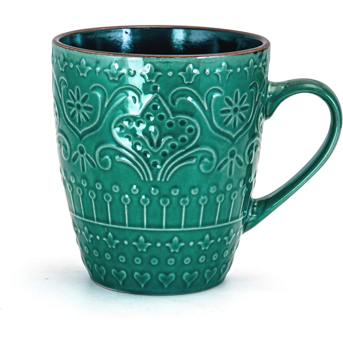 Набір посуду Elama Rund з глазурованого фарфору, рельєфний, 16 предметів, океаново-блакитний та зелений