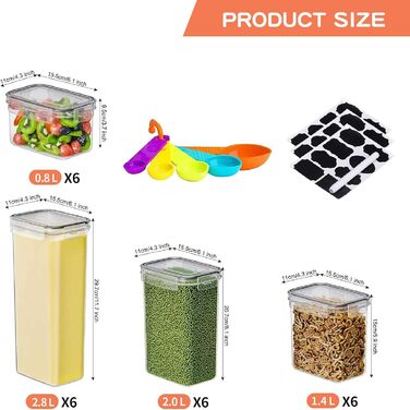 Набір контейнерів для зберігання STUSGO 42er, 24 шт. - прозорі пластикові контейнери з кришкою для круп, борошна та цукру