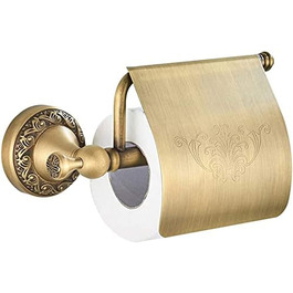 CASEWIND Toilet Paper Holder Antique, Brass Toilet Paper Holder, Retro Toilet Paper Roll Holder with Cover, Drill Wall Mount Vintage
