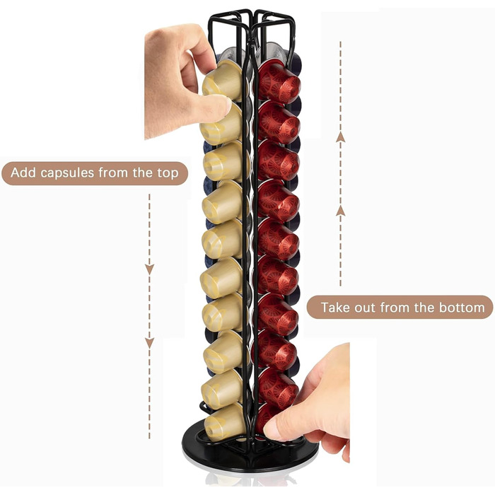 Тримач для капсул кави сумісний з Nespresso, органайзер для 40 капсул, обертовий, підставка для кави