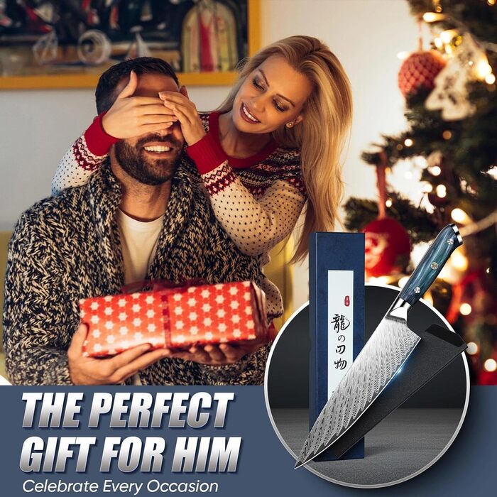 Професійний кухонний ніж Dragon Riot з ручкою з епоксидної смоли, гострі кухонні ножі шеф-кухаря з піхвою (кухонний ніж)