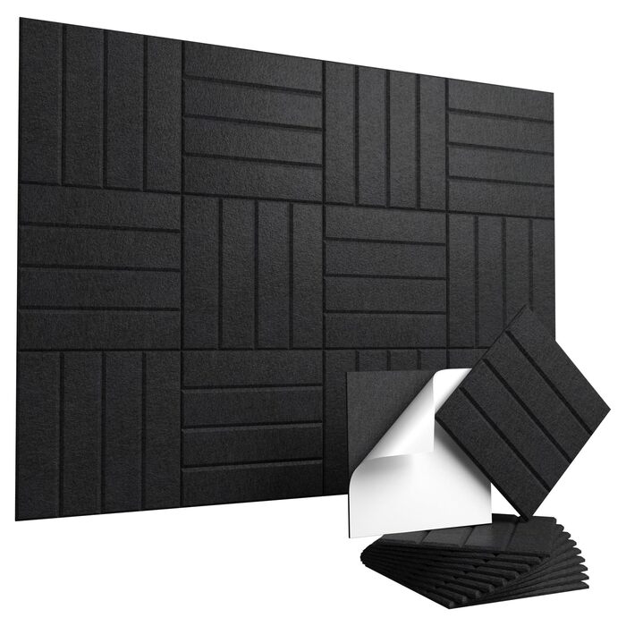 Акустичні панелі Vieshful самоклеючі, 30x30x1 см, звукопоглинаючі стінові панелі з фетру для студії, дому та офісу, чорний колір, 10 шт