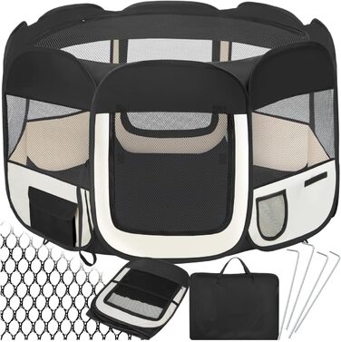 Тектейк® Вольєр для цуценят, вольєр для тварин, віп-коробка для собак, котів, кроликів, вигул, загін для квартири або кемпінгу - огорожа для собак, ґрати для собак, вольєр для вигулу, вольєр для дрібних тварин - рожевий (чорний)