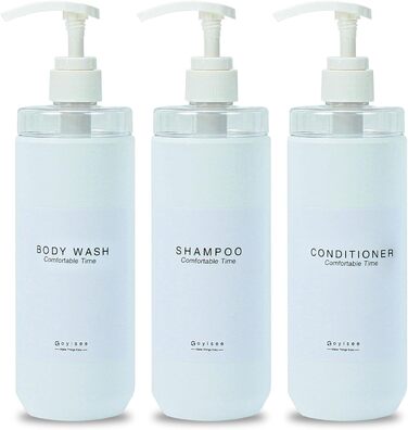 Набір дозаторів для душу Goyiseе, 3 шт. з пластику сірого кольору для мила та шампуню, аксесуари для ванної кімнати