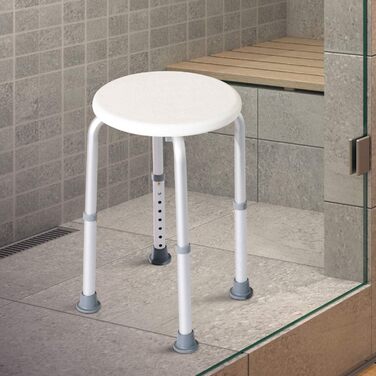 HOMCOM® Shower Stool Bath Bench Bath Chair Shower Stool Shower Seat Bath Aid Adjustable Height (Shower Stool/Round)