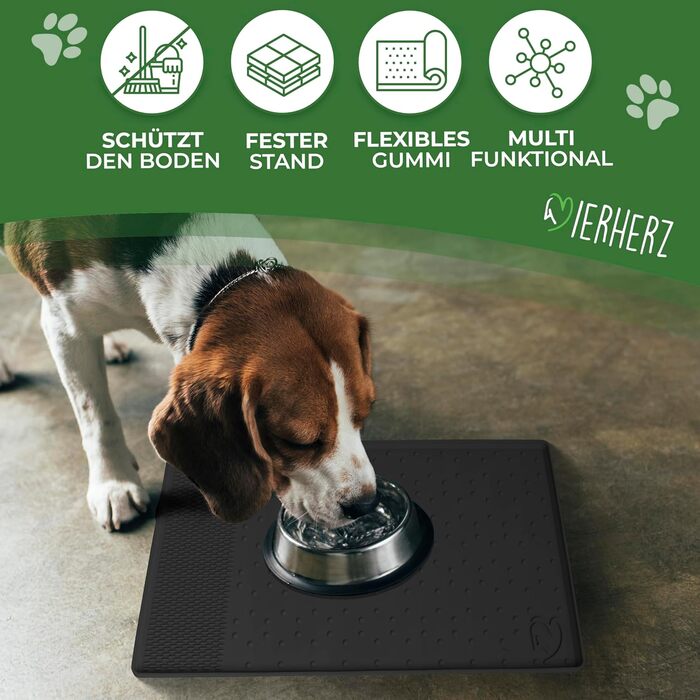 Підставка для миски для собак - непромокальна, нековзна, з високим бортиком - килимок для годування - універсальна - силіконова підставка для миски (чорна, велика) 55x40 см
