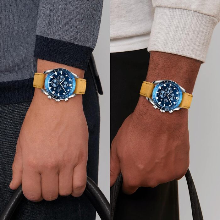 Годинник чоловічий LN LENQIN аналоговий кварцовий з датою, водостійкий 30M, модальний, повсякденний, коричневий, сріблястий, блакитний, без хронографа