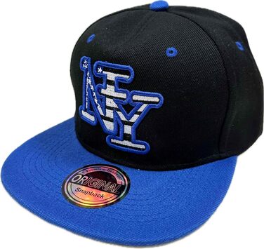 Кепка Snapback USA з принтом NY, блакитна, універсальний розмір