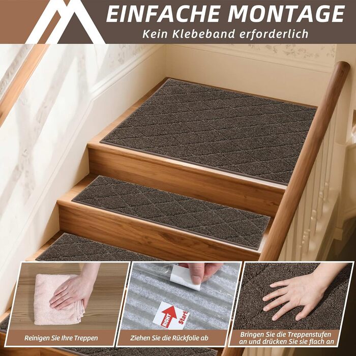 Ковзаючі сходи COSY HOMEER, 15 шт., 70 x 22 см, антиковзкі, самоклеючі, машинне прання, 100% поліестер, TPE-підкладка, для дітей, літніх людей та домашніх тварин, сірий та білий