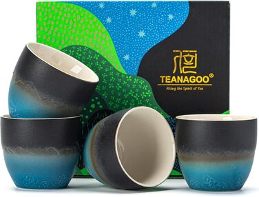 Японська чашка для чаю TEANAGOO, кераміка, 205 мл, сірий вугільний, набір 4 шт.