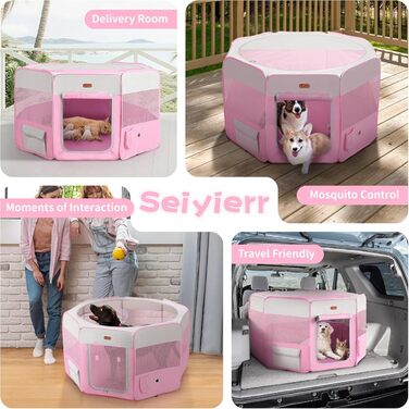 Клітка для собак та котів, переносний вольєр, складаний дорожній вольєр, вольєр для цуценят, вольєр для маленьких котів, рожевий колір, розмір M
