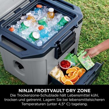 Ninja FrostVault Холодильник 28L, Преміум ізольована сумка-холодильник, зберігає лід до 6 днів, вбудований лоток для сухого льоду з температурою холодильника, вміщує 48 банок, Cloud White FB131EUWH, білий (сірий)