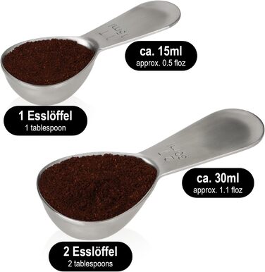 Набір дозувальних ложок для кави COM-FOUR® з нержавіючої сталі (30ml + 15ml)