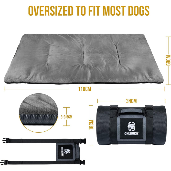 OneTigris Dog Blanket 110cm*68cm, Thickened Velvet Dog Mat Warmer Velvet Dog Bed Cat Bed for Large & Medium Dogs Travel Camping Outdoor, Reversible and Portable Hand Washable