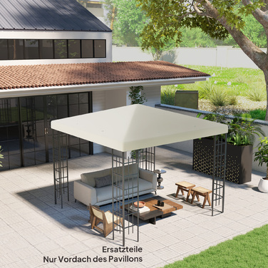 Outsunny Replacement Canopy for Gazebo 3 x 3 m, Waterproof Gazebo Roof, Replacement Cover for Garden Gazebo, Replacement Parts Made of Oxford Fabric, 370 g/m², Cream White | Aosom