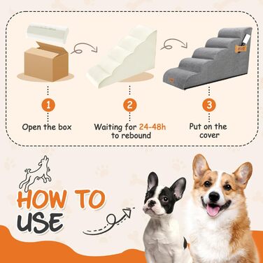 Сходинка для собак Nobleza з 5 сходинками, з роликом для шерсті - для маленьких собак