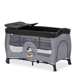 Hauck Travel Crib Sleep N Play Center with Newborn Nest, Changing Table, Carry Bag, Wheels, Crawl-Through Opening, Compact Folding, from Birth up to 15 kg (Disney Mickey Mouse Grey)
