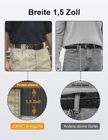 Чоловічий ремінь JUKMO Automatik з нейлону, ширина 3,8 см, з регулюванням, розмір M (91-105 см), довжина 125 см, сірий