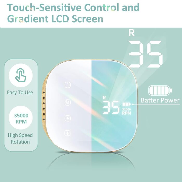 Електричний апарат для манікюру та педикюру Madenia TouchPro – 35000 об/хв, з LED-дисплеєм, 6 насадок, для гелевого манікюру