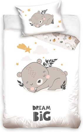 Комплект постільної білизни для ліжечка Kinderbettwäsche 100x135 з 100% бавовни - для дітей та малюків. Сонячний стиль бохо, підходить для дівчаток та хлопчиків (40x60 + 100x135, ведмедик)