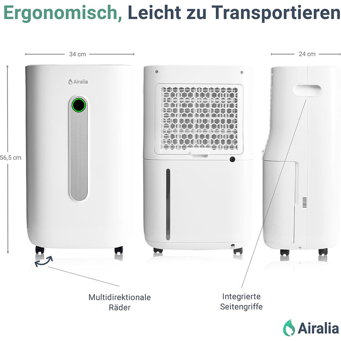 Електричний осушувач повітря AIR-DH20, 20 л/день, з підключенням до каналізації, об'єм бака 6,5 л, продуктивність 195 м³/год, для приміщень до 40 м²