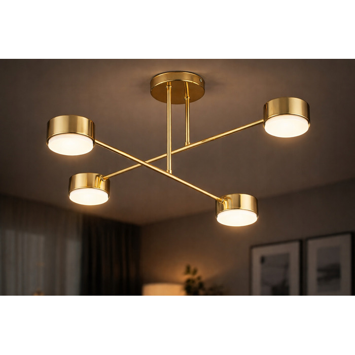 Підвісна люстра Elko-Lighting золота, 4 точки освітлення GX53, сучасний стиль