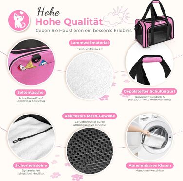 Транспортна сумка для кота/собаки до 5 кг, рожева, 43x28x28 см