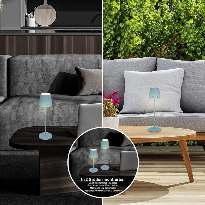 Світлодіодна настільна лампа Briloner бездротова з сенсорним керуванням, димуванням, регулюванням висоти, нічник, лампа для читання, кемпінгу, 38x12 см, блакитна