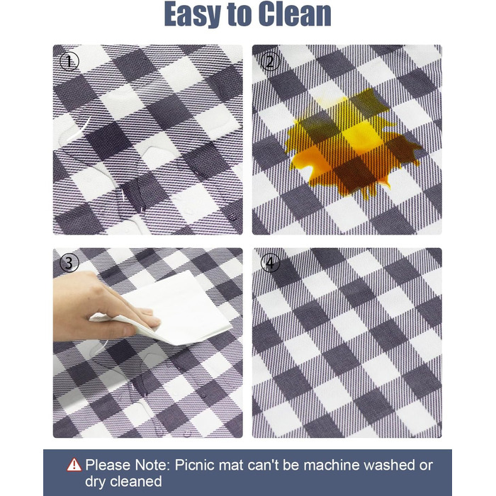 Плед для пікніка LIVEHITOP водонепроникний XXL (150x200 см) синій в клітку - для пляжу, кемпінгу, парку, BBQ