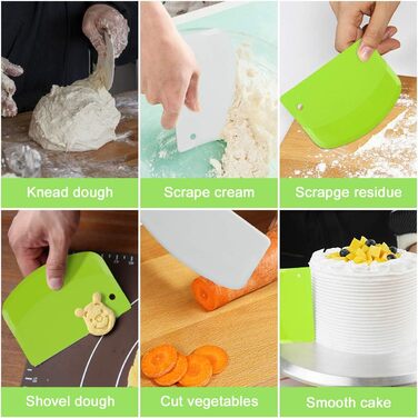 Набір карт для тіста Vicloon (3 шт.) з нержавіючої сталі, картки для розкачування тіста, скребки для тіста, для тортів, піци, хліба, кухонні аксесуари, сріблясті