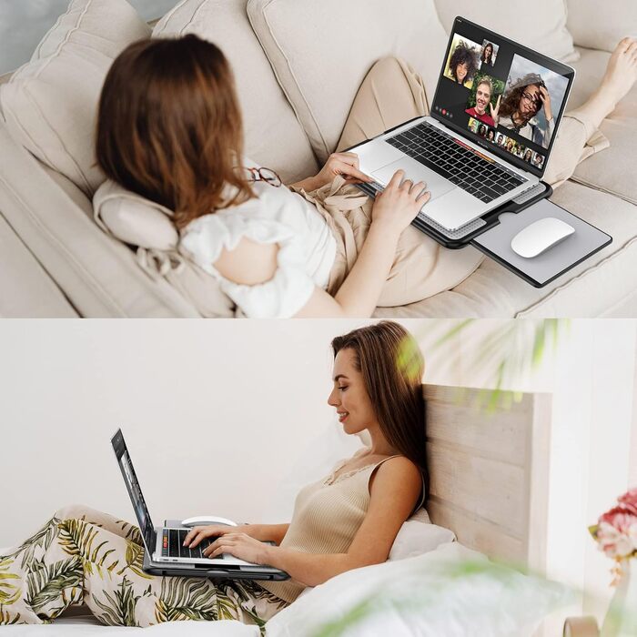 Підставка для ноутбука AboveTEK з вбудованим мауспадом, сірого кольору, для роботи вдома, в офісі, у подорожах