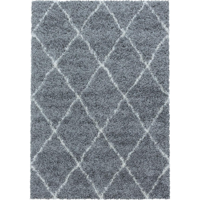 Круглий килим HomebyHome Shaggy 160 см, плюшевий, з скандинавським візерунком, для вітальні, спальні, кухні, прихожої. Розмір 280 x 370 см (прямокутний), сірий колір