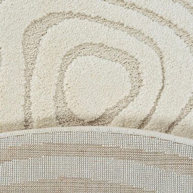 Килим Everest - сучасний килим з коротким ворсом для вітальні та спальні з ефектом висоти-низькості, 3D ефект, висока щільність ворсу та приємно м'який, абстрактний дизайн, кремовий колір (діаметр 160 см, кремовий-14)