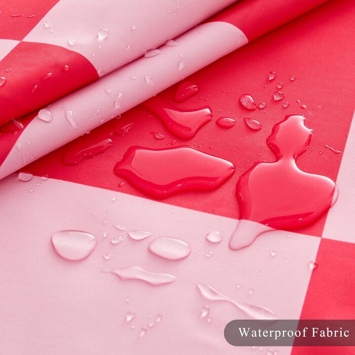 Тканинний душовий завіс для ванної кімнати з ретро-шахматним візерунком, рожевий, 183x183 см