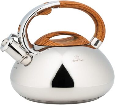 Чайник швейцарський Kinghoff/Klausberg 3274 7077 з нержавіючої сталі, 3л, Induktion, з свистком, сріблястий