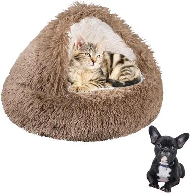 М'яке ліжко для собак та котів у формі мушлі, тепле, зручне, миється, 50x50 см (Хакі)