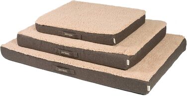 JAMAXX Orthopedic Dog Mattress - Joint-Friendly Memory Foam Visco - Washable - Removable Lambskin Cover / Water-Repellent Oxford Fabric - Robust and Cozy Dog Bed PDB1012, 90x65 (M), (L 120 x W 73 x H 30 cm, dark beige)