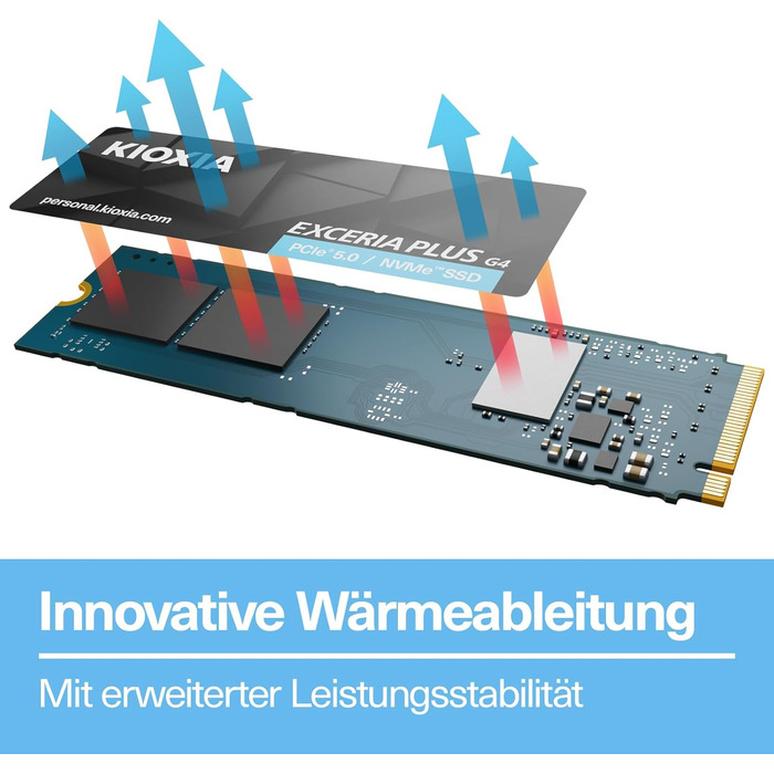 SSD KIOXIA Exceria Plus G4 2TB M.2 2280 NVMe PCIe 5.0 - 10000/8200 MB/s - для ноутбука, ПК, геймінгу, відеомонтажу