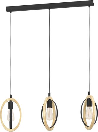 Торшер EGLO Basildon 1: дерев'яний торшер з абажуром, з вимикачем, E27, для вітальні, спальні, чорний, натуральний колір