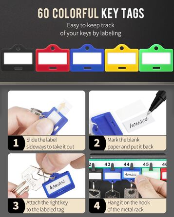 Шкафчик для ключів Uniclife на 60 позицій з комбінацією та ключовим замком, чорного кольору, з регульованими полицями. Цифрова скринька безпеки, органайзер для ключів