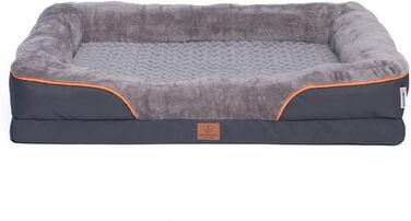 Ортопедичне собаче ліжко преміум-класу для середніх собак - XL, світло-сіре. Зручна петля, водовідштовхувальний вкладиш, м'яке, знімний чохол, 89 x 63 x 17 см