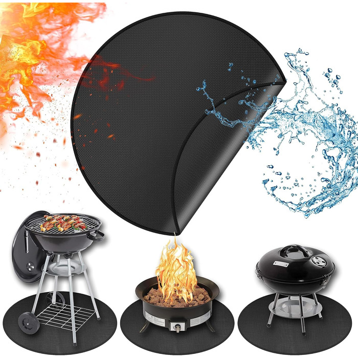 Вогнетривка підкладка ROCKY&CHAO 152x107 см, захисний килимок від вогню 3-шаровий (скловолокно та алюміній) для гриля, барбекю, кемпінгу та захисту підлоги